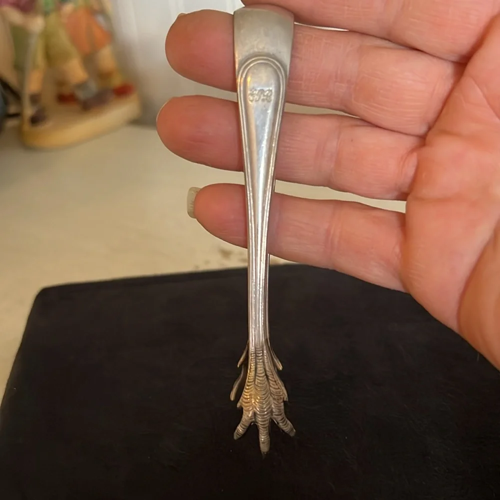 Antique Elkington A.T. Wiley Montreal Silver plate pickle tongs claw Victorian